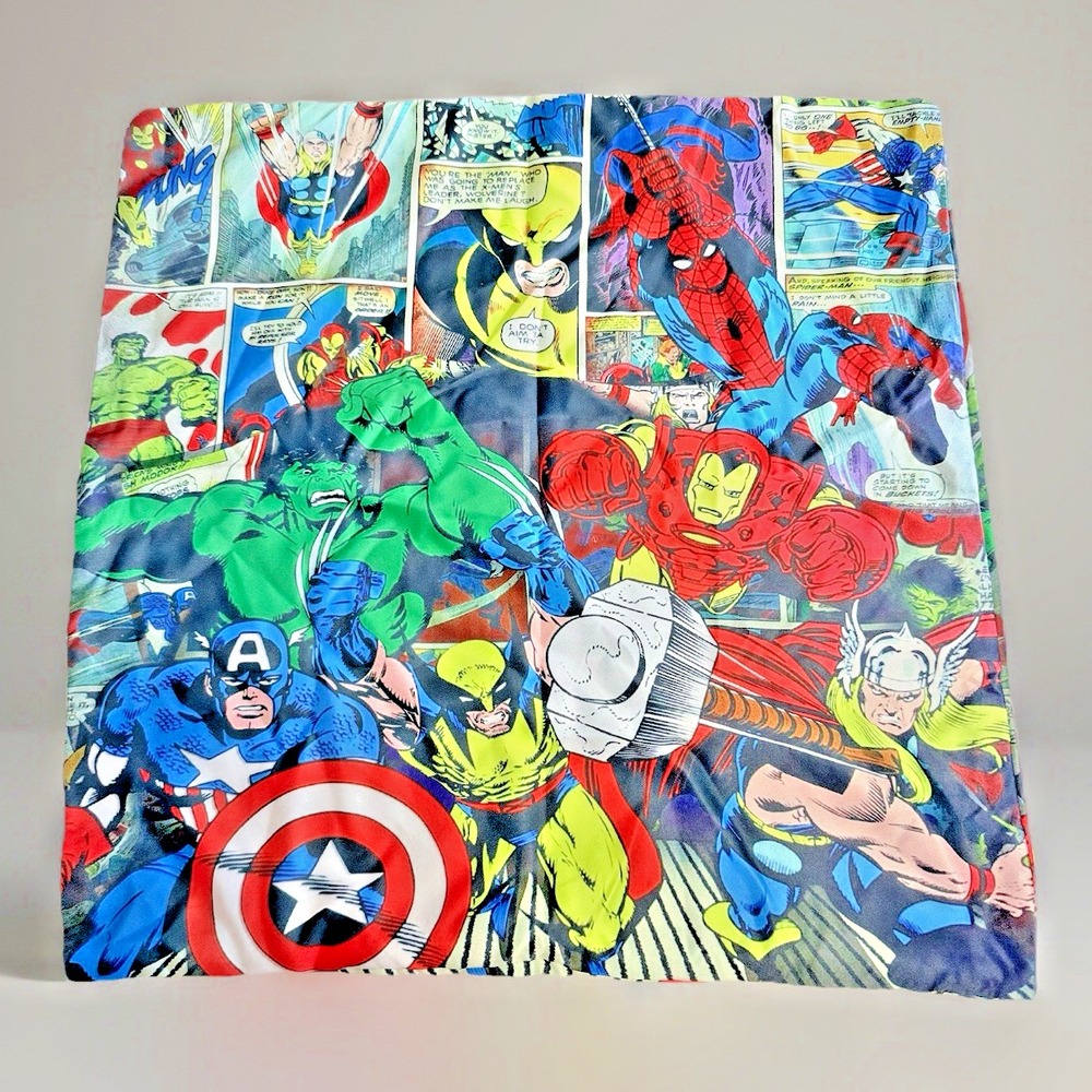 Set of 2‎ Avengers Cushion Covers 18x18" Satin Throw Pillow Cases Marvel Comics